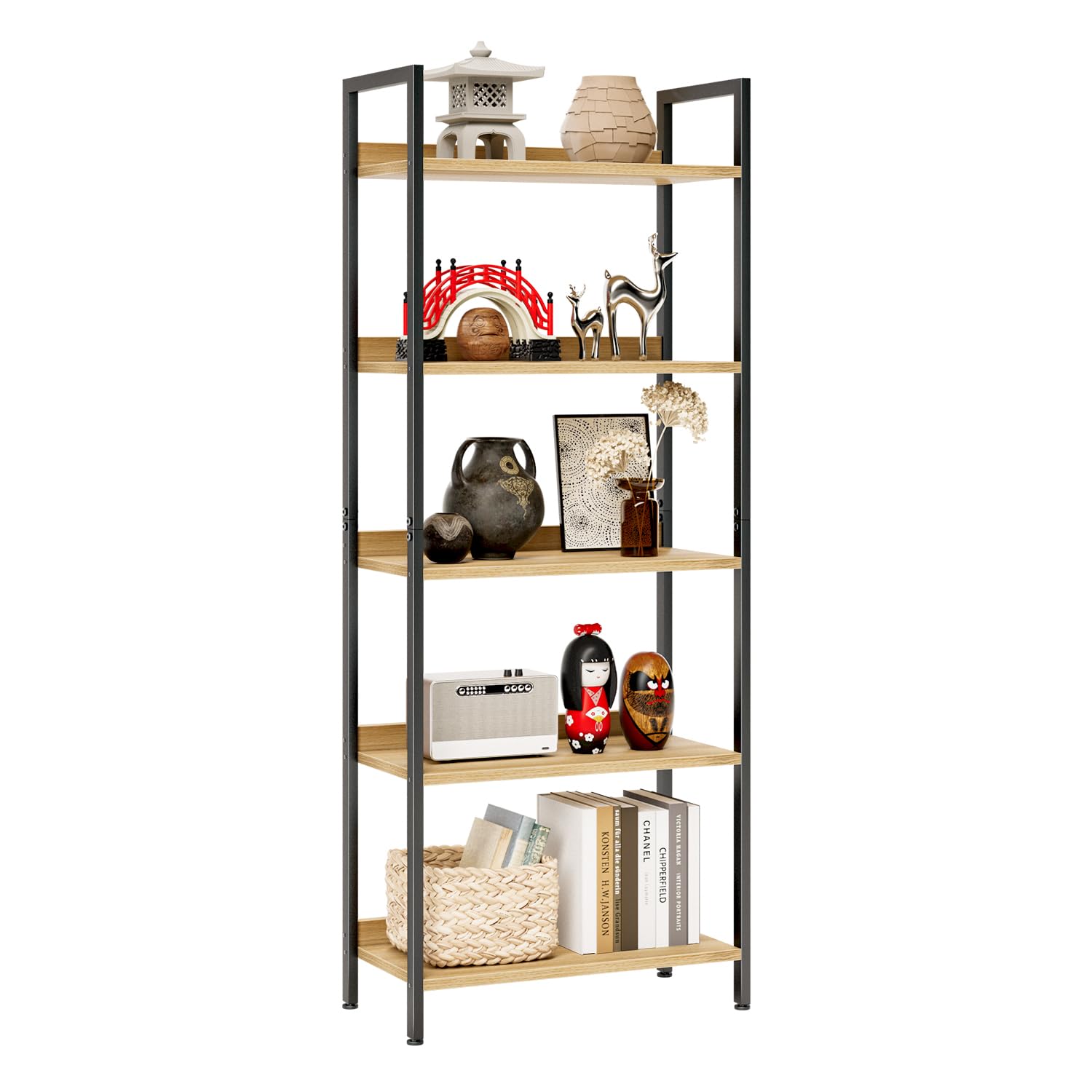 【クーポンで10％OFF?】【送料無料】kukeimaruオープンラック 5段本棚 オフィス収納棚 幅60cm×奥行30cm×高さ153.5cm リビング、寝室、