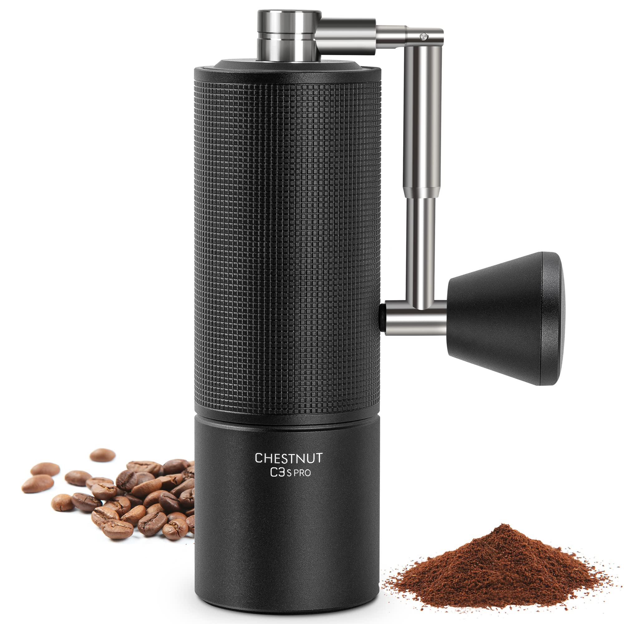 新 全金属 コーヒーミル 手動 タイムモア C3S PRO 手挽き コーヒー ミル 折り畳み式ハンドル ステンレス臼 段階粗さ調整可能 省力性|renos店
