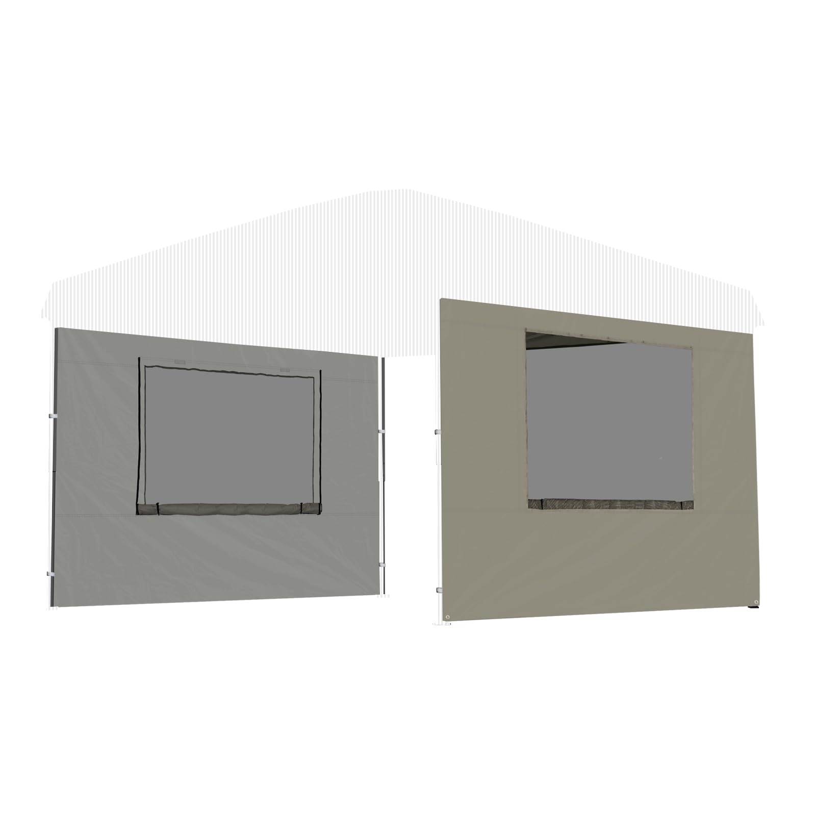 【2枚セット】 高耐水加工 ワンタッチタープテント 3.0ｍ×3.0m G03 専用サイドシート(横幕) [メッシュ窓付きタイプ/ライトベージュ]
