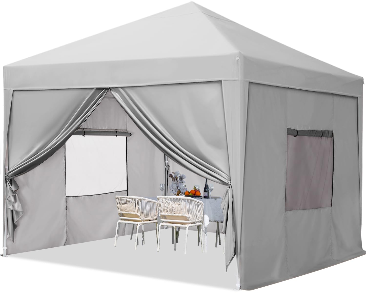 ワンタッチ タープテント 3段階調節 3m/2.5m/2m UVカット 耐水 スチール キャンプ アウトドア 耐水専用横幕/サイドシート4枚付属