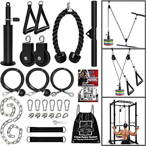 【クーポンで10%OFF?】【送料無料】フィットネス LATプルダウンおよびリフトプーリーシステムケーブル付き ジムプルダウンマシントライ