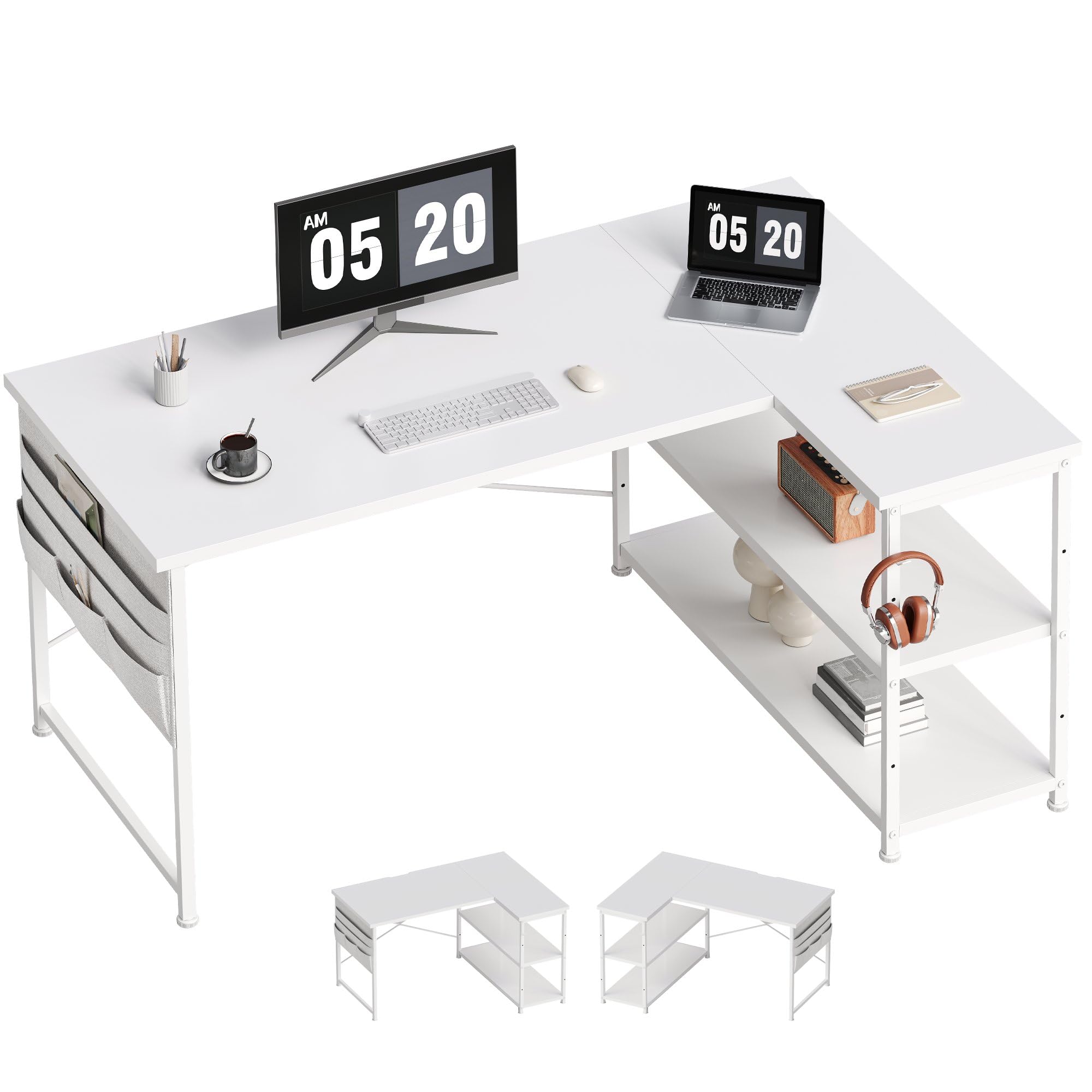【クーポンで10%OFF?】【送料無料】YeTom l字デスク 机 pcデスク ゲーミングデスク 右棚左棚 幅107cm 学習机 ゲーミングテーブル パソ|renos店