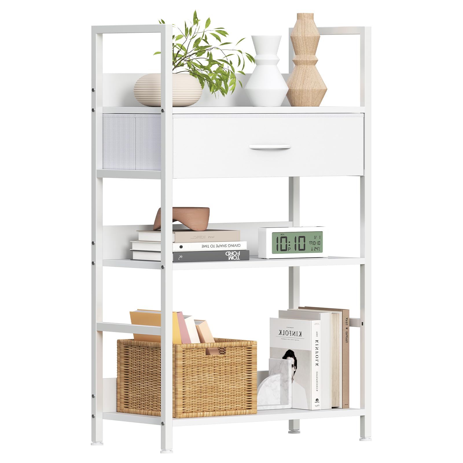 【クーポンで10％OFF?】【送料無料】LunarLight オープンシェルフラック 幅60奥行30高さ100cm 3段ラック 収納棚 引き出し付き 引き出し