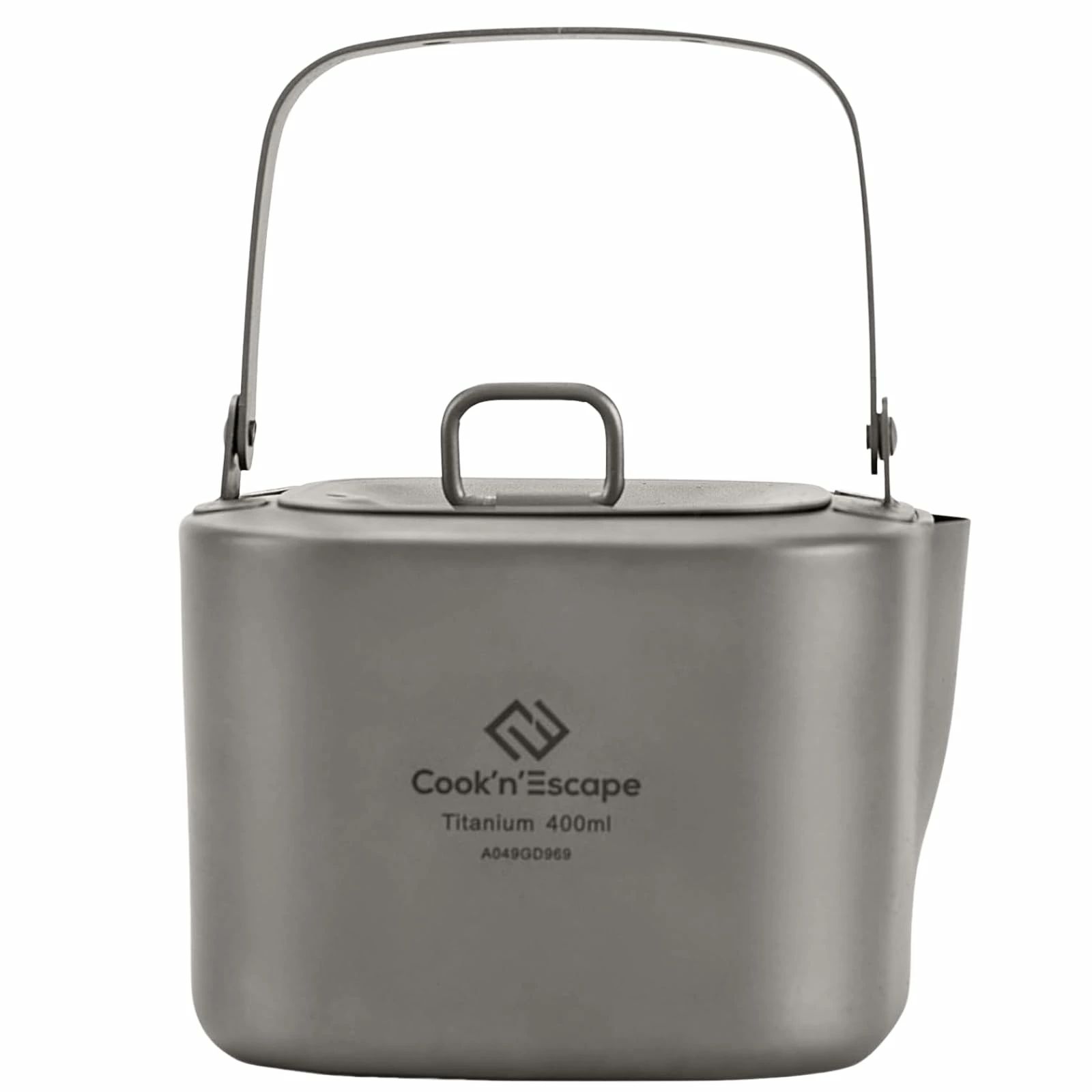 【クーポンで10％OFF?】【送料無料】COOK'N'ESCAPE チタン ケトル 角型 400ml 軽量180g 直火/IH対応 折りたたみハンドル 無塗装 チタン