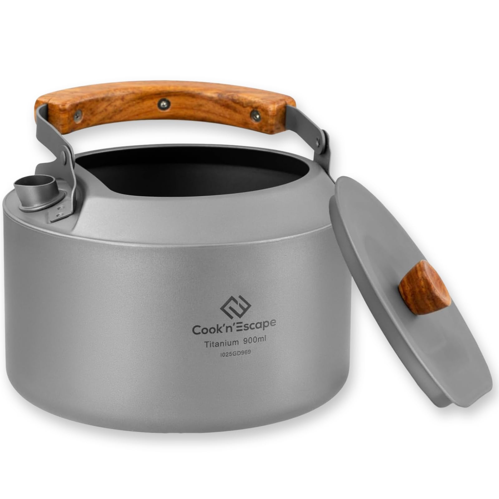【クーポンで10％OFF?】【送料無料】COOK'N'ESCAPE チタンケトル 900ml 軽量220g コンパクト収納 竹製ハンドル付き 直火対応 ティーポッ