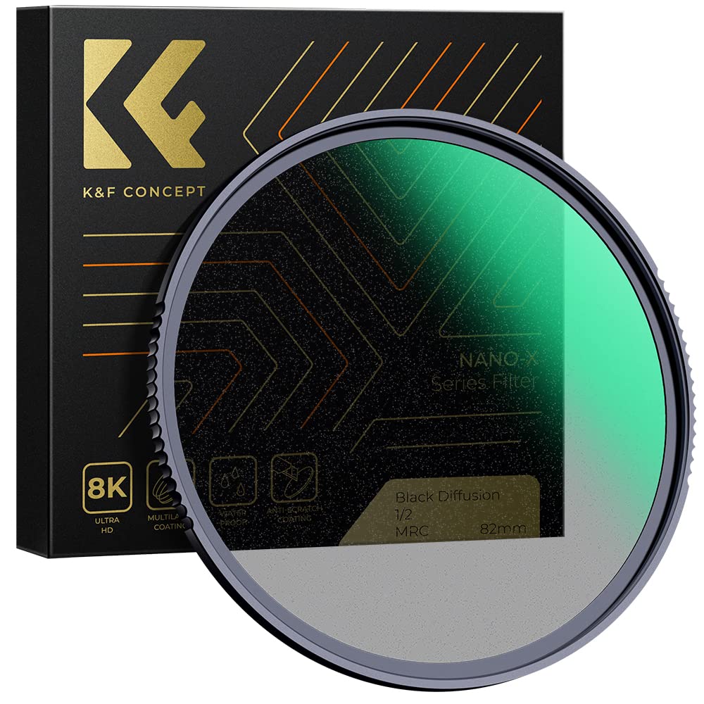 【クーポンで10％OFF?】【送料無料】K&F Concept 62mm ブラックミスト1/2 ソフト効果1/2 コントラスト調整用 ソフト描写用フィルター 日