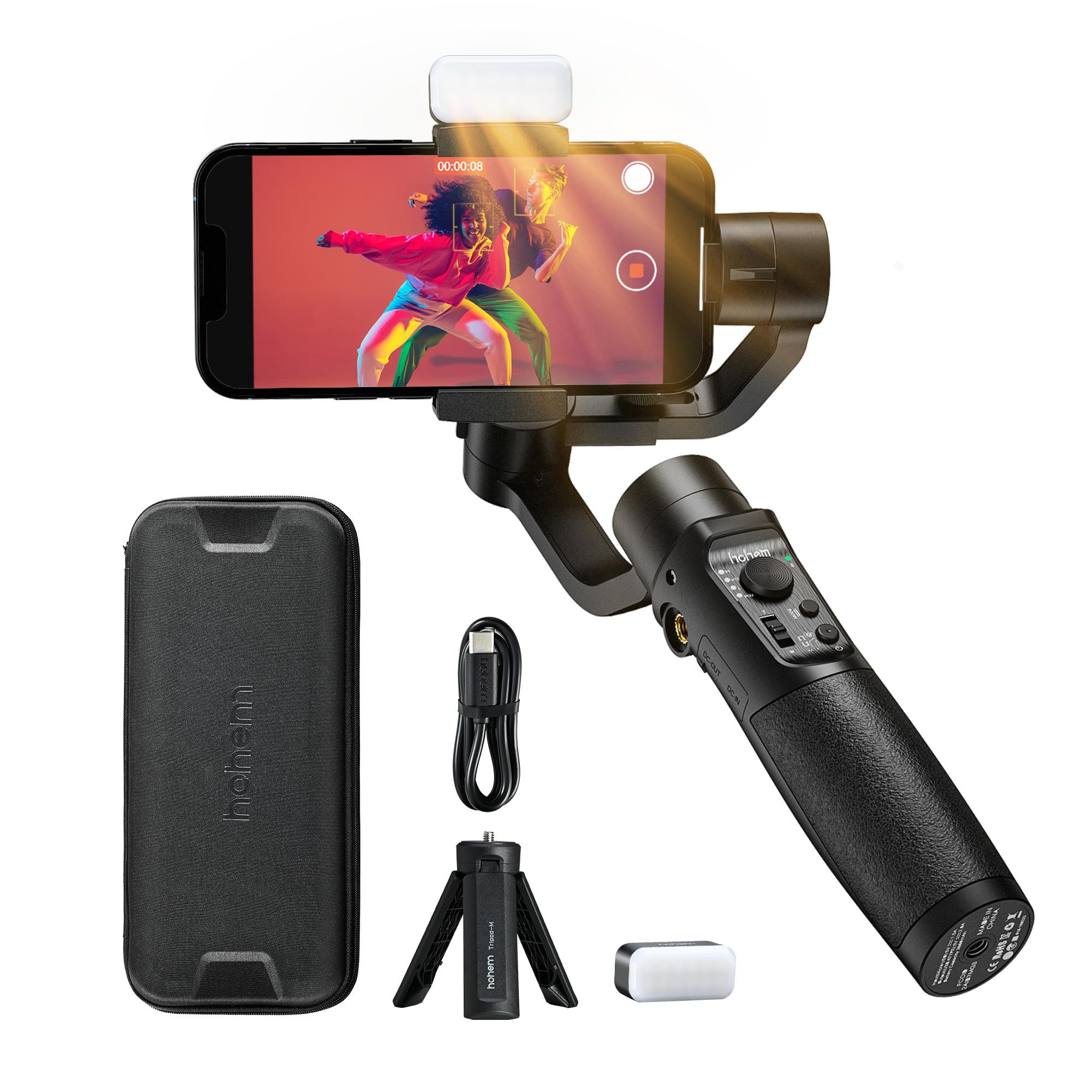 【クーポンで10％OFF?】【送料無料】hohem Mobile+ Kit スマホジンバル 三軸 スタビライザー フィルライト搭載 10段階調光可能 超広角モ