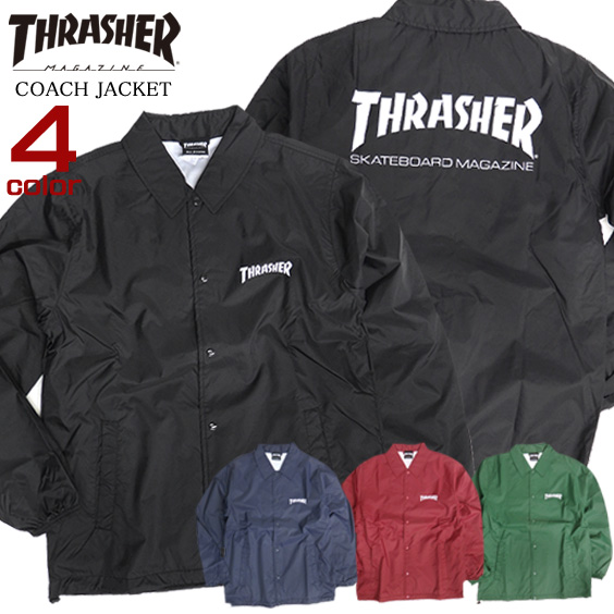 【楽天市場】スラッシャー コーチジャケット メンズ THRASHER ナイロンジャケット THRASHER ロゴマークプリント ライトアウター