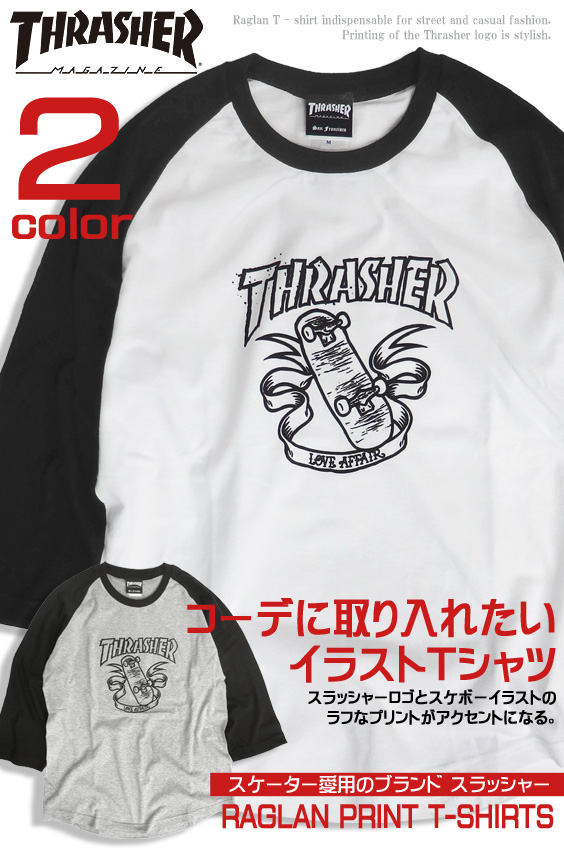 楽天市場 Thrasher Tシャツ スラッシャー 7分袖tシャツ メンズ ラウンド裾 クルーネック 七分袖 ラグラン トップス イラスト プリント ロゴ Thrasher Magazine スケーターファッション スラッシャーマガジン ストリート系 Thrasher 043 ｒｅｎｏｖａｔｉｏ