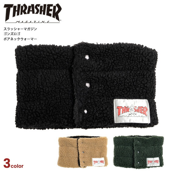 楽天市場 Thrasher ネックウォーマー スラッシャー ゴンズ ボアネックウォーマー スナップボタン ボア スヌード シャギーボア スラッシャーマガジン ブランドタグ マフラー メンズ レディース 秋冬 小物 ユニセックス th K52 Thrasher 10 ｒｅｎｏｖａｔｉｏ