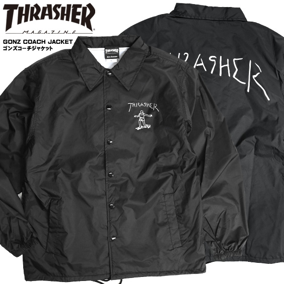 【楽天市場】THRASHER コーチジャケット スラッシャー ゴンズ スケーターイラスト プリント ナイロンジャケット GONZ COACH