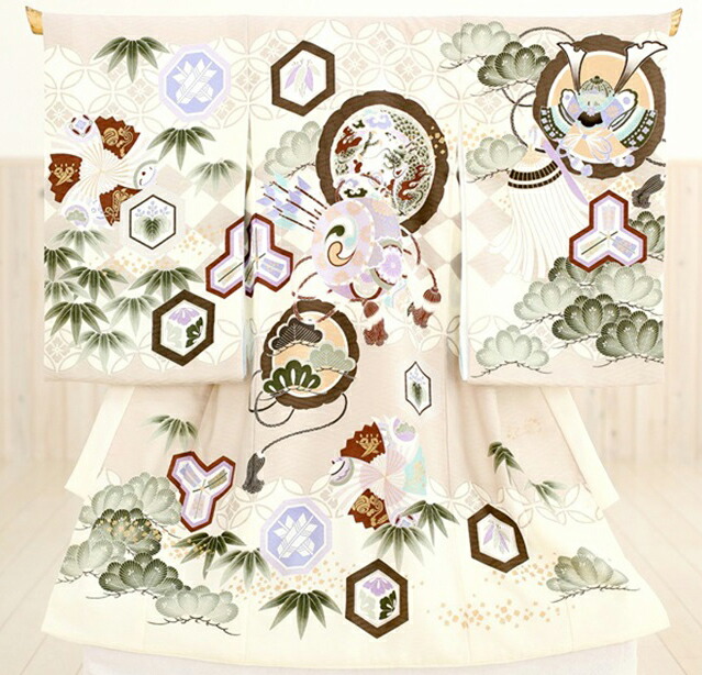 お宮参り　産着 楽天市場】お宮参り 産着 レンタル 男の子 1619 乙葉 ベージュ