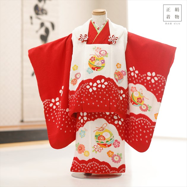 楽天市場】3歳 女の子 正絹 着物レンタル 七五三 f1422 被布セット 絹