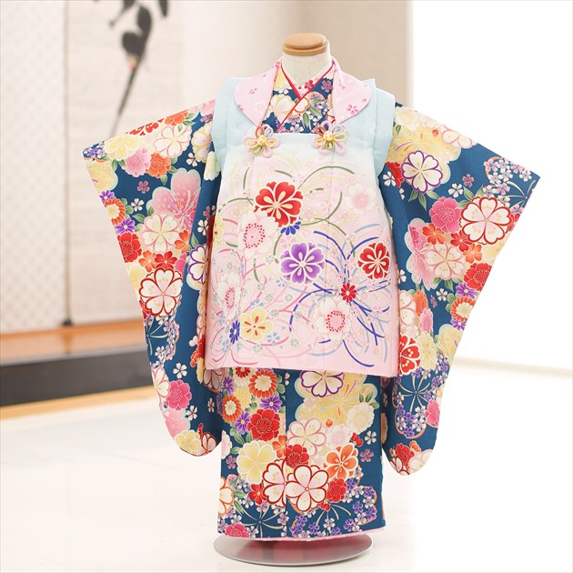 【賃借】３歳 御姉さん お召しもの 七五三賃借 f1302 厚地の外套仕掛ける お召しもの賃借 753 賃借七五三 厚地の外套 貸お召しもの ３才 御芽出度 着物 赤ちゃんお召しもの 一般受け 今めかしい 愛くるしげ 生まれ落ちる日 hifu 「しゃれっこ」ブランド名 ターコイズブルーに彩り祝華