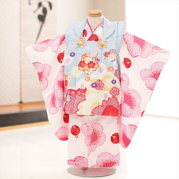 【賃借】３歳 御姉さん お召しもの 七五三賃借 f1308 厚地の外套仕掛ける お召しもの賃借 753 賃借七五三 厚地の外套 貸お召しもの ３才 御芽出度 着物 赤ちゃんお召しもの 一般受け 今めかしい 愛くるしげ 生まれ落ちる日 hifu 「しゃれっこ」ブランド名 白地サクラ色に今めかしい祝華