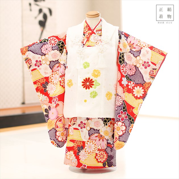 楽天市場】【レンタル】3歳 女の子 正絹 着物 七五三レンタル f1357