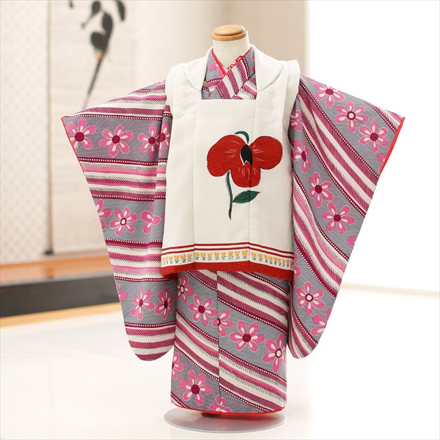 楽天市場】3歳 女の子 正絹 着物レンタル 七五三 f1422 被布セット 絹