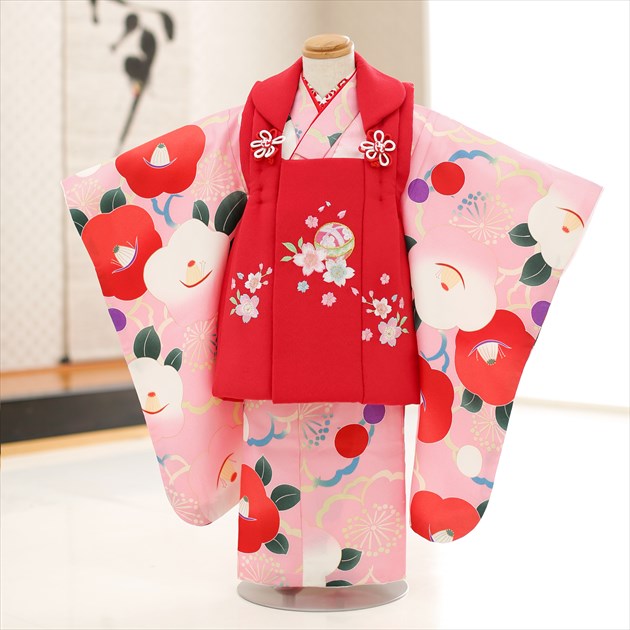 【賃借】３歳 御姉さん お召しもの 七五三賃借 f1403 厚地の外套仕掛ける お召しもの賃借 753 賃借七五三 厚地の外套 貸お召しもの ３才 御芽出度 着物 赤ちゃんお召しもの 一般受け 今めかしい 愛くるしげ 生まれ落ちる日 hifu サクラ色に相図祝賀会の吉祥花