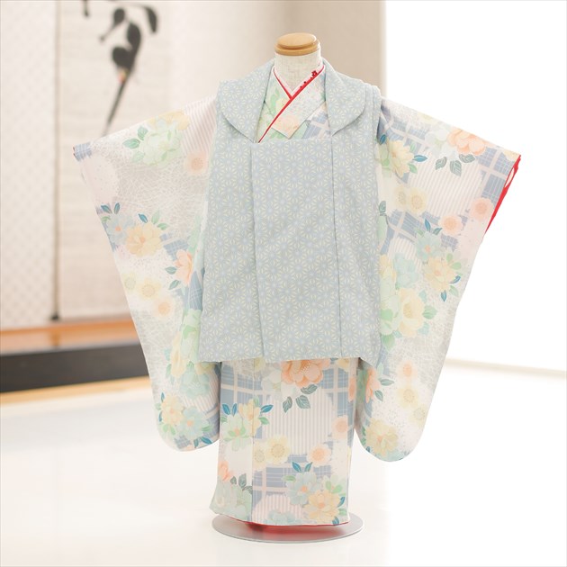 【賃借】３歳 御姉さん 七五三賃借 f1438 厚地の外套仕掛ける お召しもの賃借 753 厚地の外套 貸お召しもの ３才 御芽出度 着物 赤ちゃんお召しもの 一般受け 愛くるしげお召しもの  生まれ落ちる日 hifu 映し絵読みもの無料お持て成し 2021 「式部KAGURA」ブランド名 分かりやすい青色に吉祥慶花