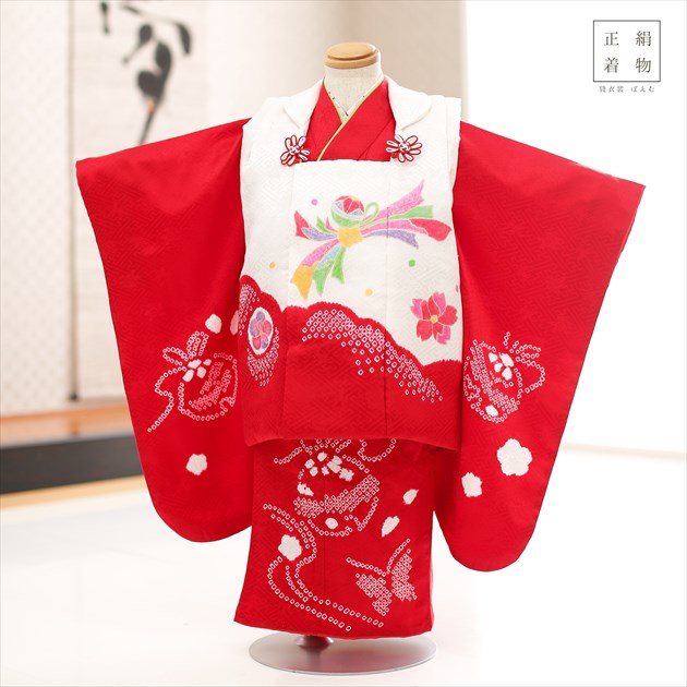 楽天市場】3歳 女の子 正絹 着物レンタル 七五三 f1422 被布セット 絹