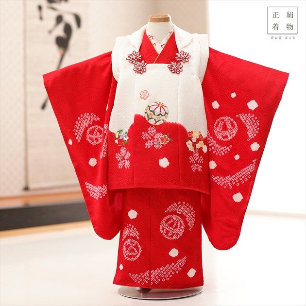 楽天市場】3歳 女の子 正絹 着物レンタル 七五三 f1422 被布セット 絹