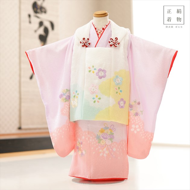 楽天市場】3歳 女の子 正絹 着物レンタル f1516 七五三レンタル 被布