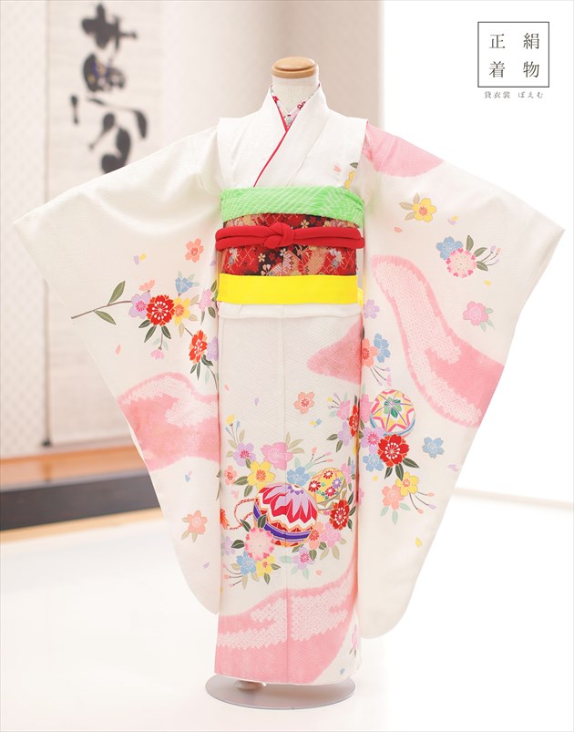 楽天市場】7歳 女の子 七五三 正絹 着物レンタル j7315 フルセット