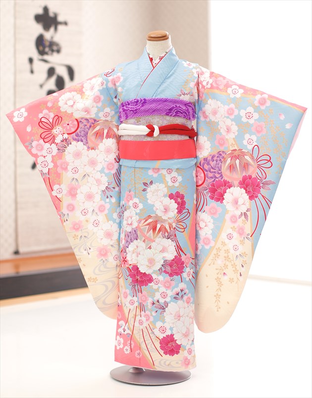 ☆新品☆古今ジュニア 七五三 7歳着物 黒地 桜菊柄 長襦袢付 ⑦-9-