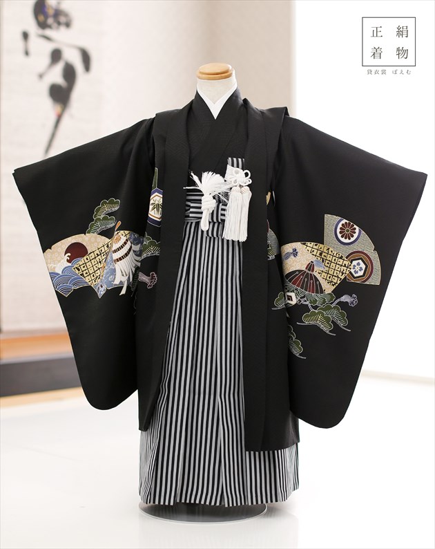 美品　七五三　5歳　男の子　正絹　お着物　袴コーデ rental-poem_d5461