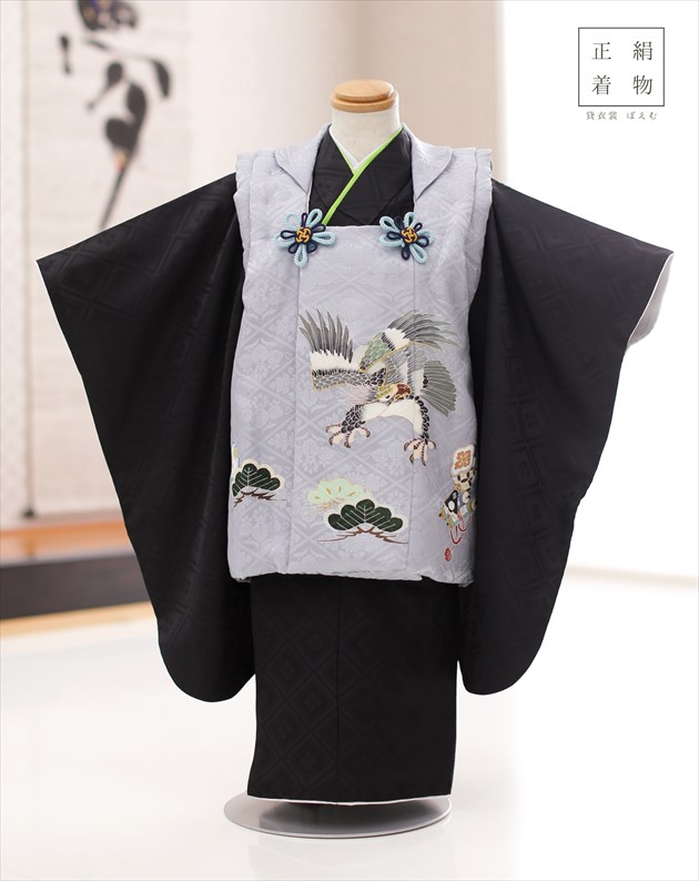3歳男の子 初詣 正絹七五三被布 着物レンタル 簡単な着付けマニュアルとフォトブックのサービス付 七五三 着物セット かわいい 3歳 男の子 正絹 着物レンタル Df071 被布セット 子供着物 753レンタル 貸衣装 イベント 結婚式 三歳 人気 男 初詣 誕生日 かわいい