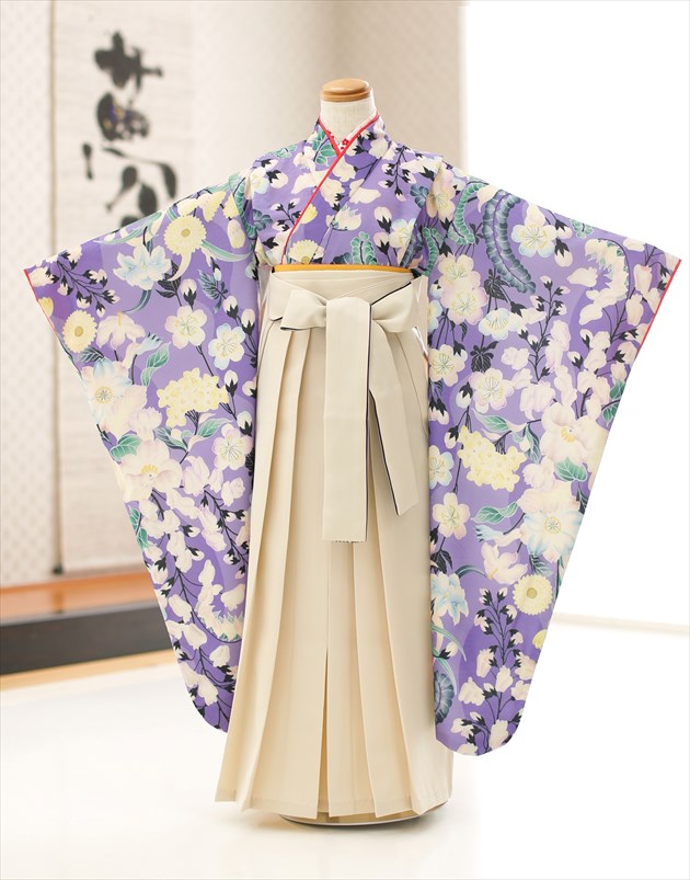 卒園式 袴賃貸 御嬢さん 七五三 h7909 幼稚園 保育園 卒式 七草祝い事 753 御召しもの賃貸 フルセット 卒園 有りがたさ会 御召しもの賃貸 小わっぱ御召しもの 5歳 6歳 7歳 春 ３月 一般受けの白袴 今めかしい 紫に冷やりとした今めかしいに慶び麗花【fy16REN07】【賃貸】