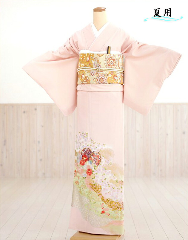 【単衣 色留袖】【色留袖賃借】淡彩サクラ色に祝鼓彩の華 sit044【色留袖 フルセット】【賃借色留袖】晴れ晴れしい/夏用 色留袖/夏/お召しもの賃借/御芽出度/五つ紋/単/貸お召しもの/儀式用/親族グループ/母/姉/おっ母さん/うら若い/一般受け/留め袖/色留め袖/6月/7月/8月/9月/【fy16REN07】