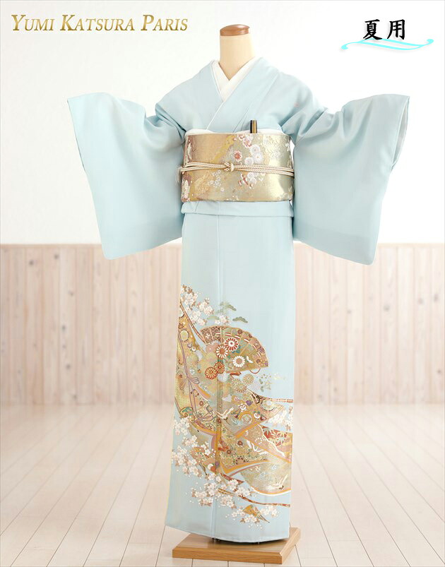 【レンタル】単衣 桂由美 色留袖レンタル sit163【夏用】五つ紋 結婚式 色留袖フルセット 華やか 若い 着物レンタル 単 高級ブランド 式典 親族 人気 留め袖 色留め袖 礼装 正絹 豪華 2022 tomesode kimono rental「古典の美」【fy16REN07】
