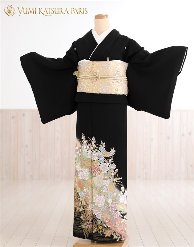 売約済み【結婚式披露宴】★★正絹仙頭刺繍黒留袖単品★★ 黒留袖レンタル 刺繍 mito-295 50代 60代 70代 高級 正絹 結婚式