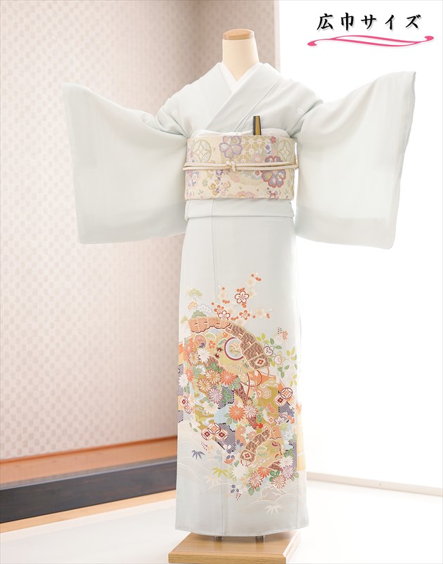大層らしい大きさ 色留袖賃借 ih1002 五つ紋 華燭の典 結納 叙勲 卒式 はいり込む式 フルセット 大きめ留袖 色留め袖 御召しもの賃借 血縁グループ 正絹 母ちゃん 御前上等色留袖 御祝い 表彰状式 広巾 幅ひろい ＬＬ大きさ 一般受け「かれん」ブランド名 雅びやかな薄水色に金彩扇慶華【fy16REN07】
