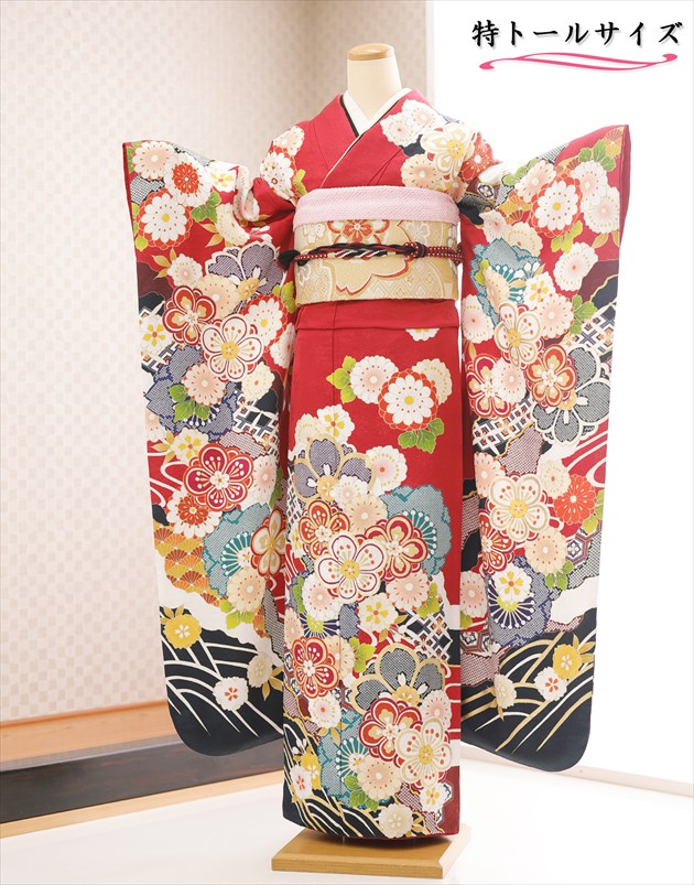 振袖フルセット　高身長 今田美桜 振袖フルセット 振袖セット 振袖 LL ワイドサイズ 赤