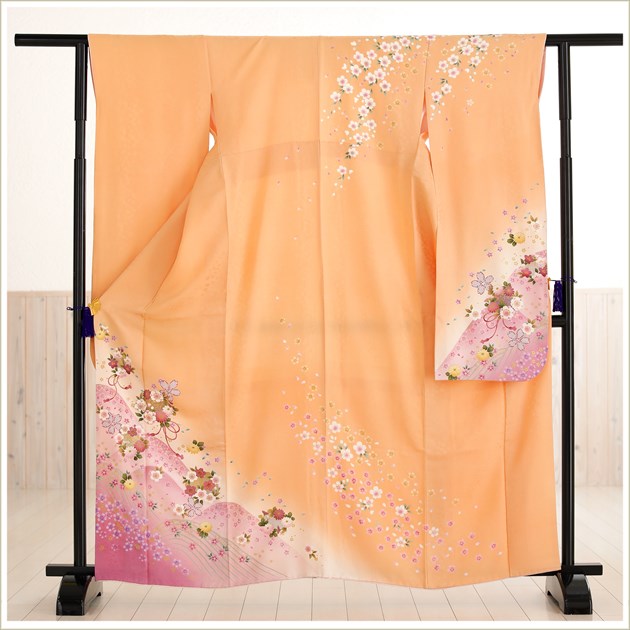 単衣 夏用 5月 6月 7月 8月 9月 10月 furisode kimono sf1525 おすすめ イベント オレンジに古典吉祥花単 モダン  レトロ レンタル振袖 人気 古典 夏 夏期 振り袖 振袖レンタル 涼しい 着物 結婚式 結納 貸衣装 食事会 【SALE／96%OFF】 振袖レンタル