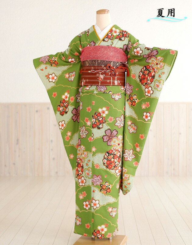 楽天市場】夏用【絽】振袖レンタル 水色に慶びの絢爛彩花 sf1173