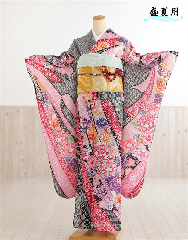 楽天市場】夏用【絽】振袖レンタル 白×青に絢爛の吉祥華 sf1218【フル