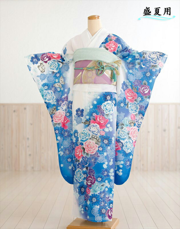 楽天市場】夏用【絽】振袖レンタル 緑地に絢爛慶びの華舞 sf1220【フル