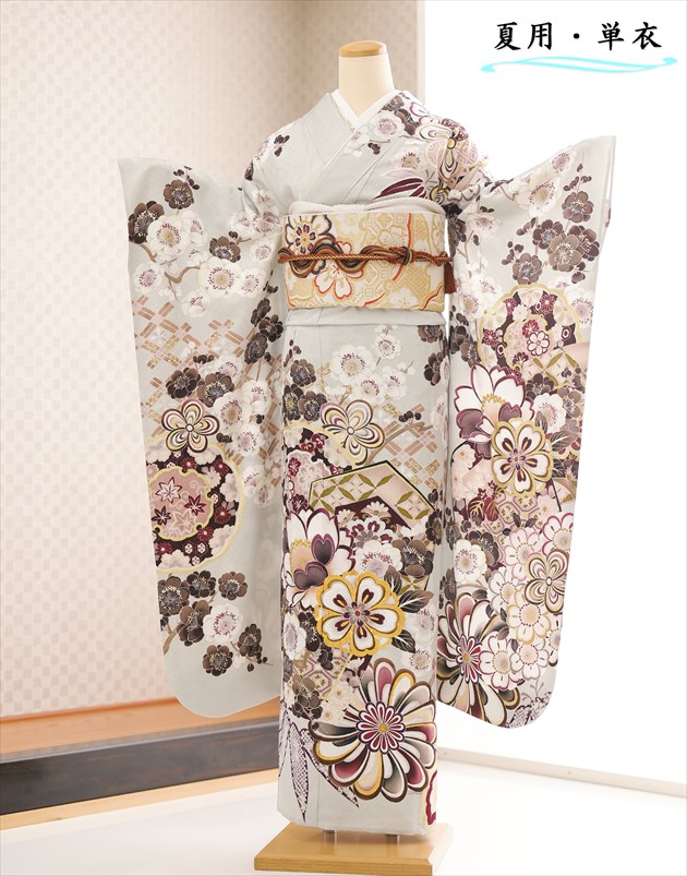 楽天市場】単衣 夏用 振袖レンタル sf1518 白地に慶びの孔雀彩花【フル