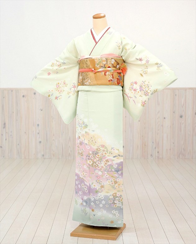 第1位獲得 母 お茶会 レンタル フルセット 入園式 卒園式 お宮参り 結婚式 正絹 着物レンタル 母親 Hw1112 入学式 卒業式 七五三 レンタル 訪問着レンタル ママ Kimono 貸衣装 薄グリーンに四季の花 上品 高級 人気 訪問着 着物 753 着物セット