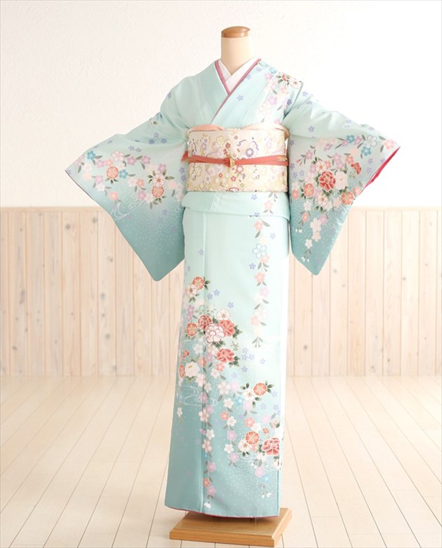 訪問着フルセット　水色　結婚式　七五三　入学式　卒業式　訪問着セット 訪問着 レンタル おしゃれ 20点セット JAPAN STYLE 着物 花 水色