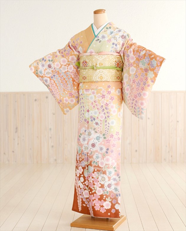 訪問着まとめ 正絹夏訪問着レンタルフルセット「縞と斜め取り波幾何学」 | レンタル