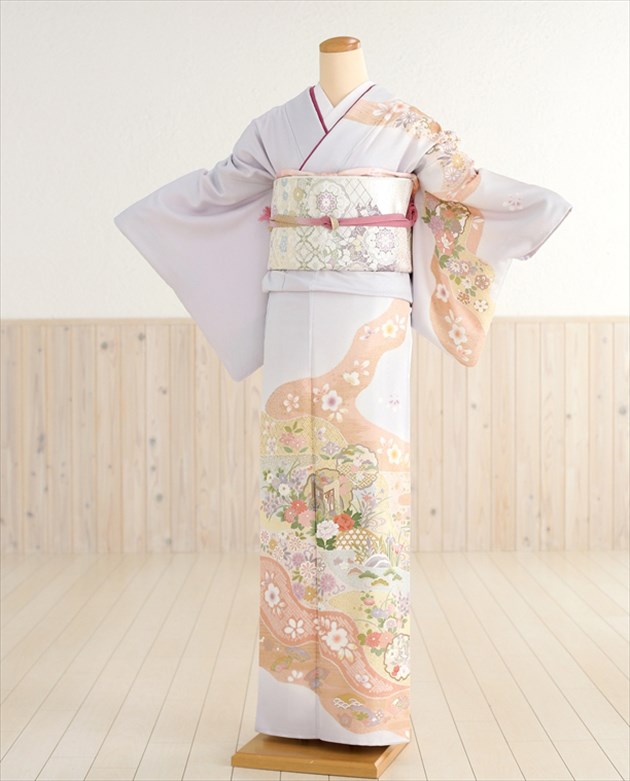 結婚式　訪問着レンタル　hw1204〔着物レンタル〕上品な淡い藤紫に嶺花〔レンタル訪問着〕〔付下げ 訪問着 レンタル〕〔訪問着 フルセット〕〔七五三〕〔結婚式〕〔お宮参り〕〔753〕〔卒業式〕〔入学式〕〔ママ〕〔母親〕〔正絹〕 【fy16REN07】
