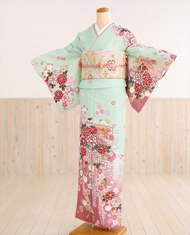 短い訪問着賃貸 HL ライトグリーン×サクラ色に絢爛吉祥華 hw1233【フルセット】/賃貸/短い訪問着/御召しもの賃貸/お宮参り/貸御召しもの/茶の葉会/はいり込む式/卒式/卒園式/写真絵読みもの/御芽出度/七五三/おっ母さん/母/ 【smtb-k】【kb】【fy16REN07】