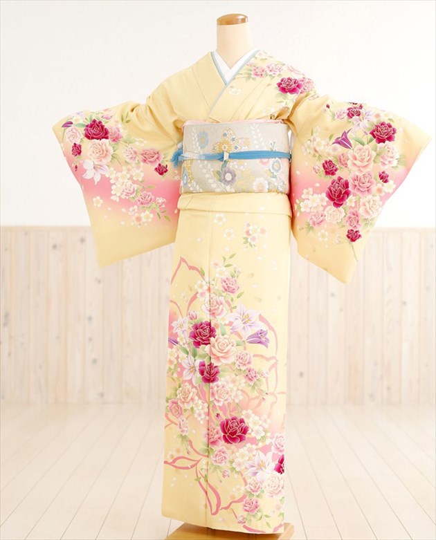 訪問着レンタル 卒業式 母 着物レンタル hw1281 高身長トールサイズ 黄色に彩りの薔薇と慶華 訪問着 フルセット 背高め 付下げ 七五三 結婚式 お宮参り 753 入学式 卒園式 ママ 母 母親 正絹 貸衣装 2022【fy16REN07】