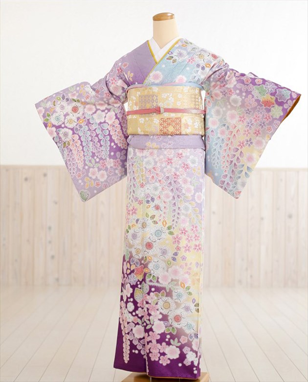 豊富な品K-2830 訪問着 山本寛斎 叩き染 桜の花弁 浅紫色 着物・浴衣