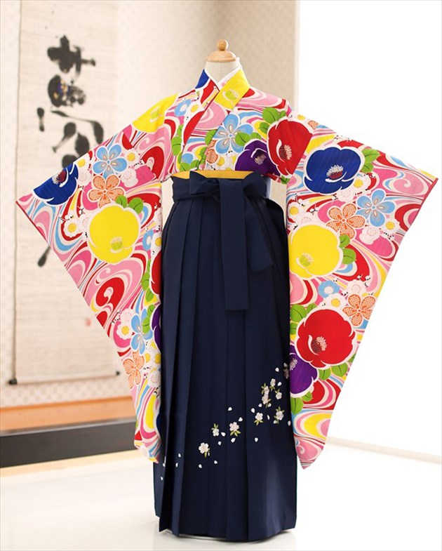 コスプレ 人気ブランドのジュニア袴 袴レンタル 着物レンタル 12歳前後 小学生 モダンアート 紺袴 イベント 和服 女の子 レトロ 着物セット 卒業式やイベントにピッタリ フルセット 選べる袴サイズ モダン 卒業袴 レンタル 卒業式 ジュニア Fy16ren07 21