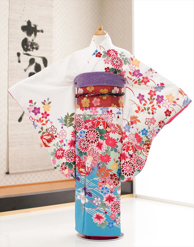 楽天市場】ジュニア着物レンタル 赤×ピンク桜ぼかし jk003【女の子フル
